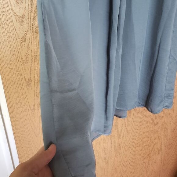My Beloved Pale Blue High Waist Wide Leg Satin Pants New - Picture 6 of 8